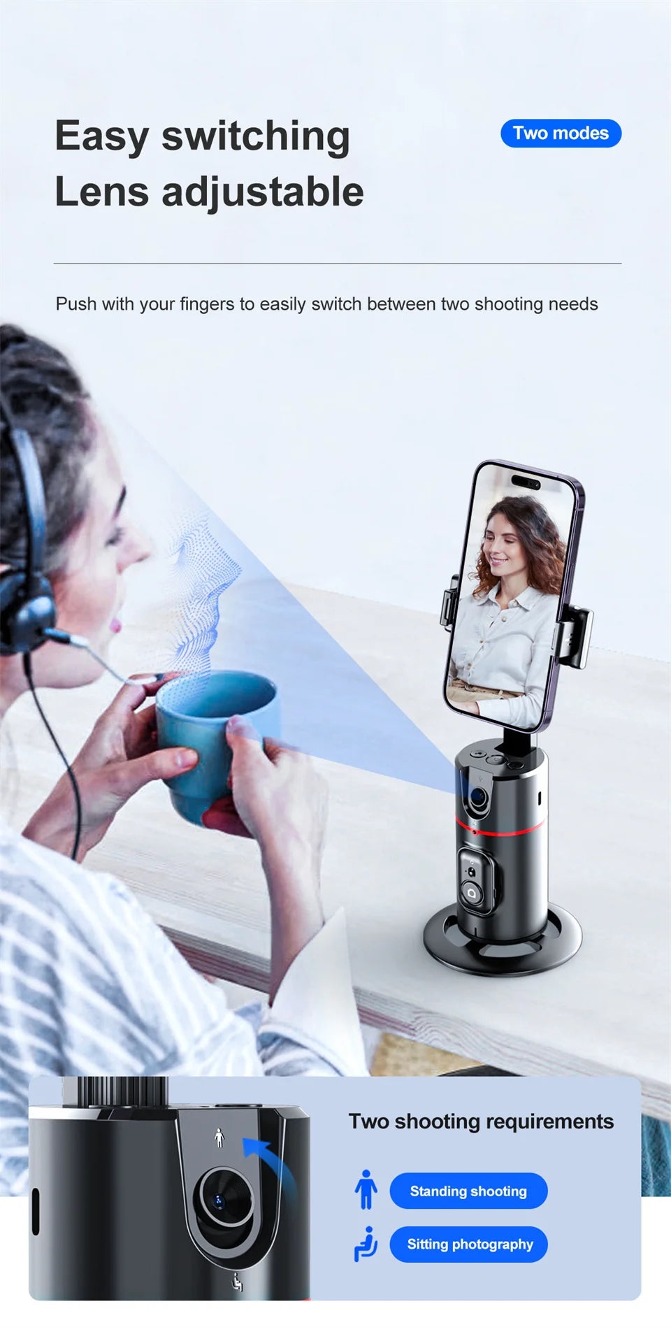 Roreta NEW Axis 360 Rotation Gimbal Stabilizer Selfie Stick Foldable With Bluetooth Shutter Monopod For Smartphone IOS Android