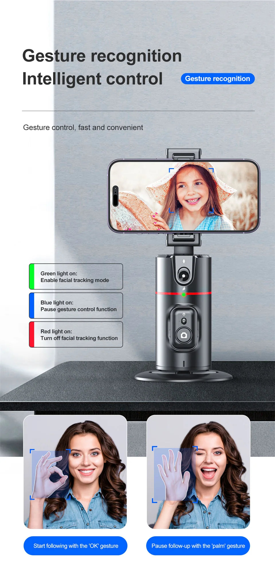 Roreta NEW Axis 360 Rotation Gimbal Stabilizer Selfie Stick Foldable With Bluetooth Shutter Monopod For Smartphone IOS Android