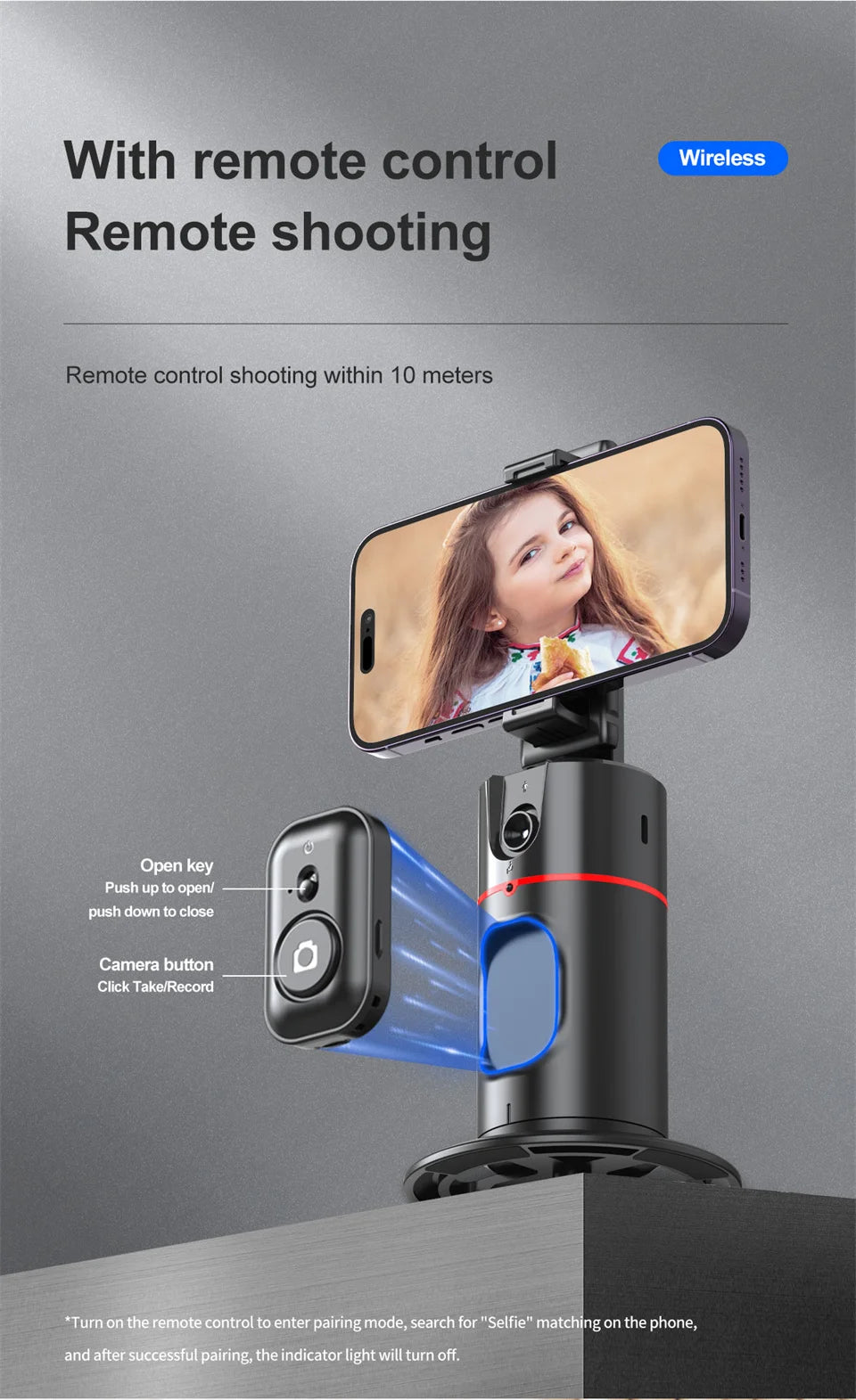 Roreta NEW Axis 360 Rotation Gimbal Stabilizer Selfie Stick Foldable With Bluetooth Shutter Monopod For Smartphone IOS Android