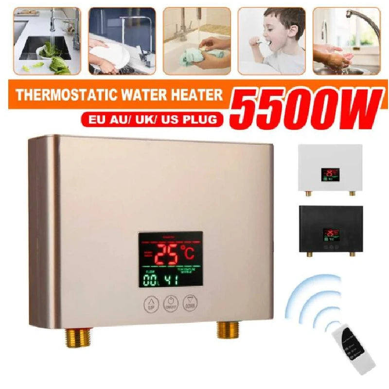 110-220AC Instant ElectricTankless Water Heater Hot Instantaneous Water Heater System for Kitchen Bathroom with remote control
