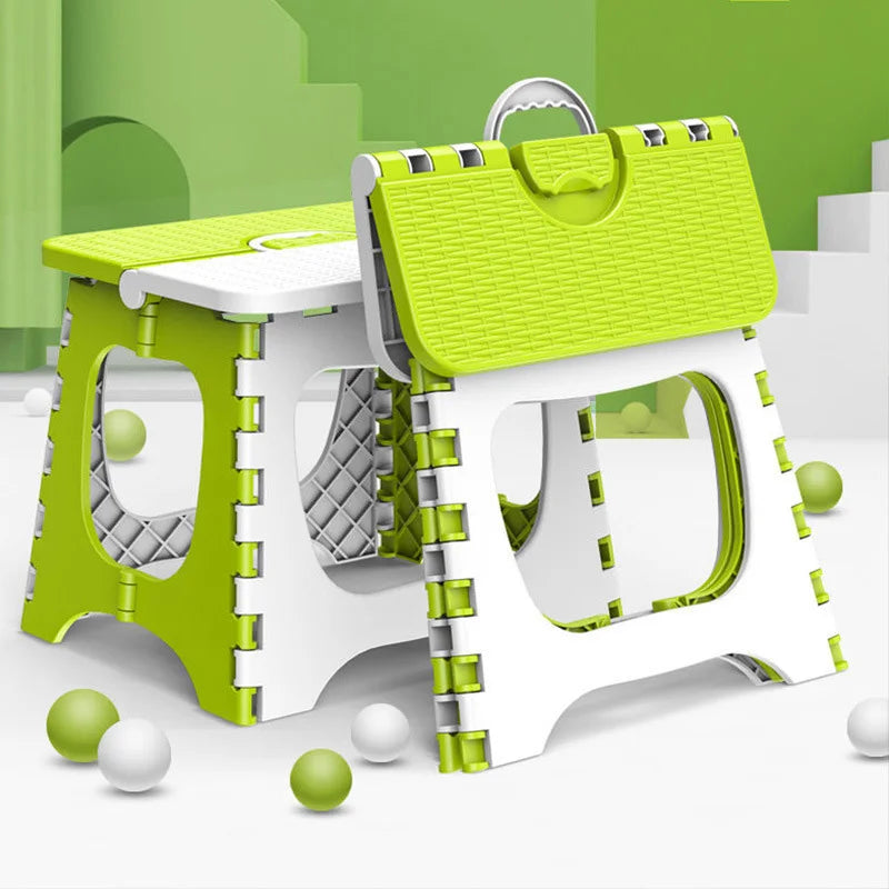 1PC Plastic Folding Stool With Handle Portable Thickened Household Space-saving Stool Outdoor Travel Camping Fishing Bench