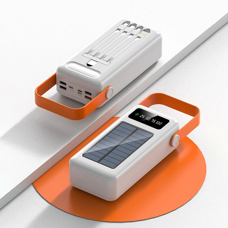 Xiaomi 100000mAh Solar Panel Power Bank Fast charging Comes with Four Wire External Battery Pack with Flashlight For Outdoors 