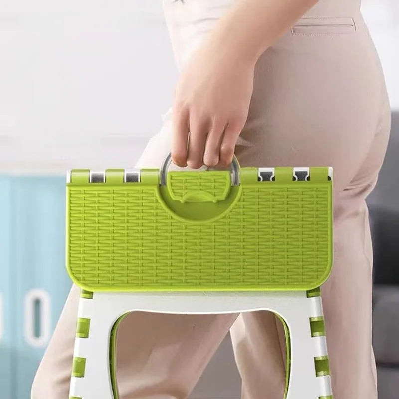 1PC Plastic Folding Stool With Handle Portable Thickened Household Space-saving Stool Outdoor Travel Camping Fishing Bench