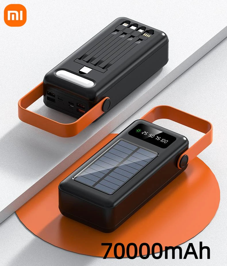 Xiaomi 100000mAh Solar Panel Power Bank Fast charging Comes with Four Wire External Battery Pack with Flashlight For Outdoors 