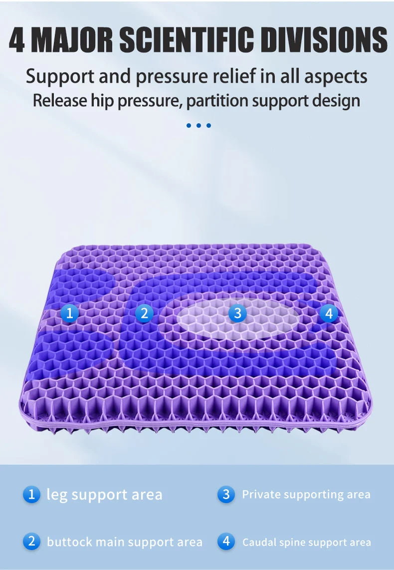 Gel Seat Cushion Summer Breathable Honeycomb Design For Pressure Relief Back Tailbone Pain - Home Office Wheelchair Chair Cars