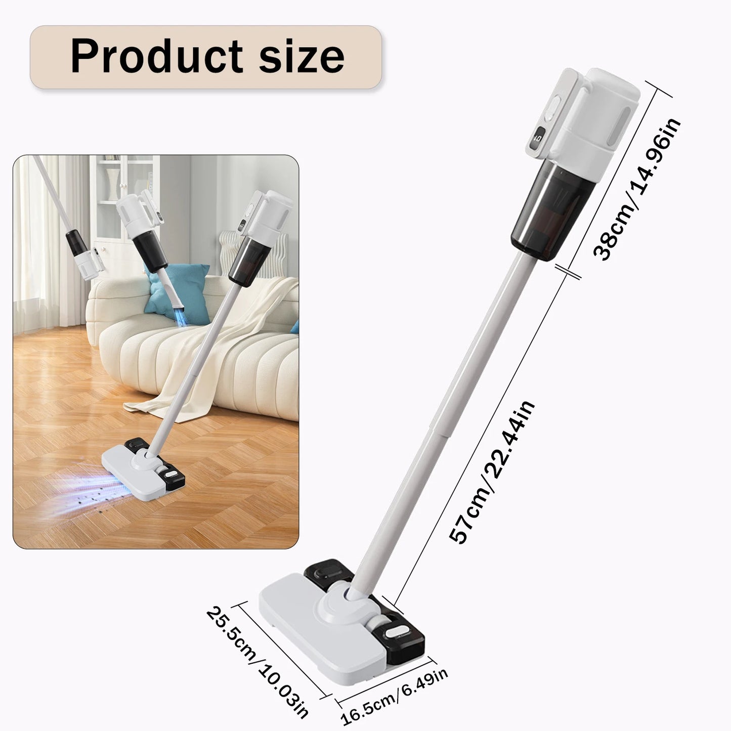 Wireless vacuum & mopping combo with multi-mode cleaning, 90° rotating brush for deep clean, lightweight, ensuring home cleanlin