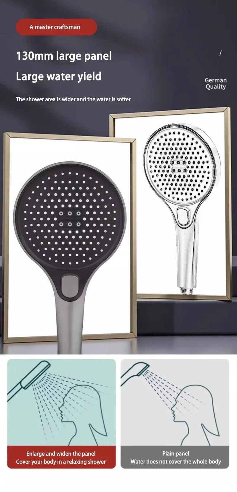Xiaomi MIJIA High Pressure Shower Head 13cm Panel 3 Modes Water Saving Spray Nozzle Massage Rainfall Shower Bathroom Accessories