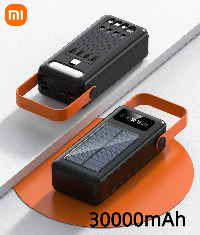 Xiaomi 100000mAh Solar Panel Power Bank Fast charging Comes with Four Wire External Battery Pack with Flashlight For Outdoors 