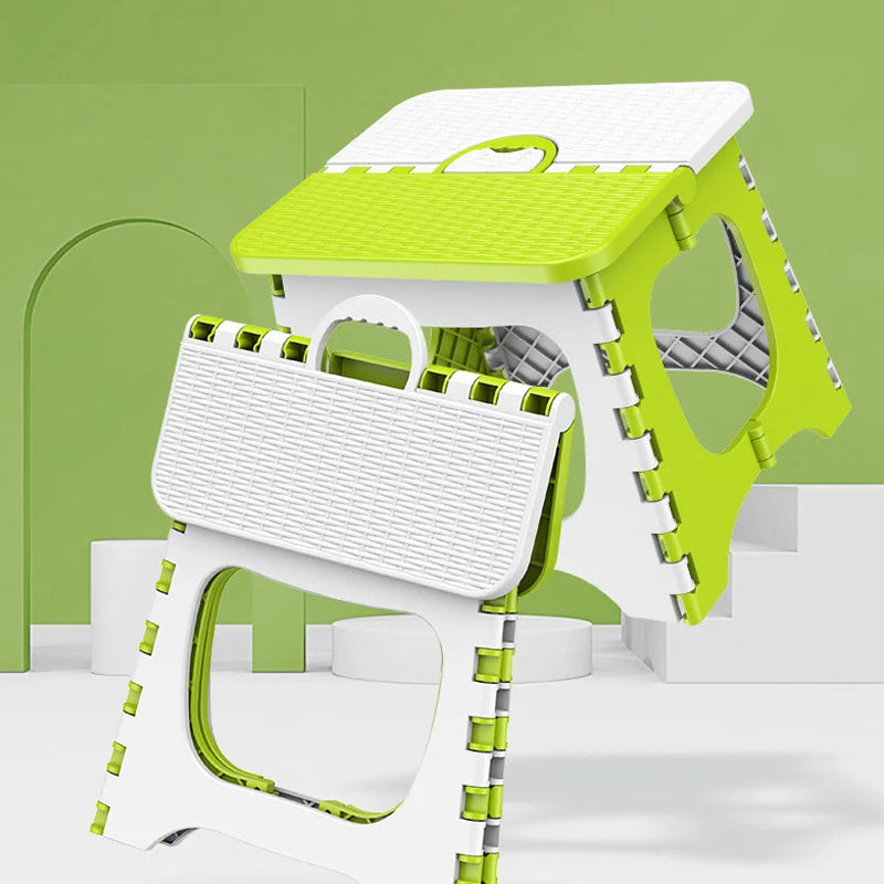 1PC Plastic Folding Stool With Handle Portable Thickened Household Space-saving Stool Outdoor Travel Camping Fishing Bench