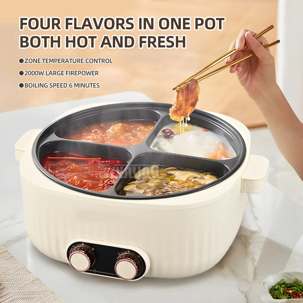Four-Grid Multifunctional Integrated Hot Pot Electric Caldron Household Large Capacity Electric Chafing Dish