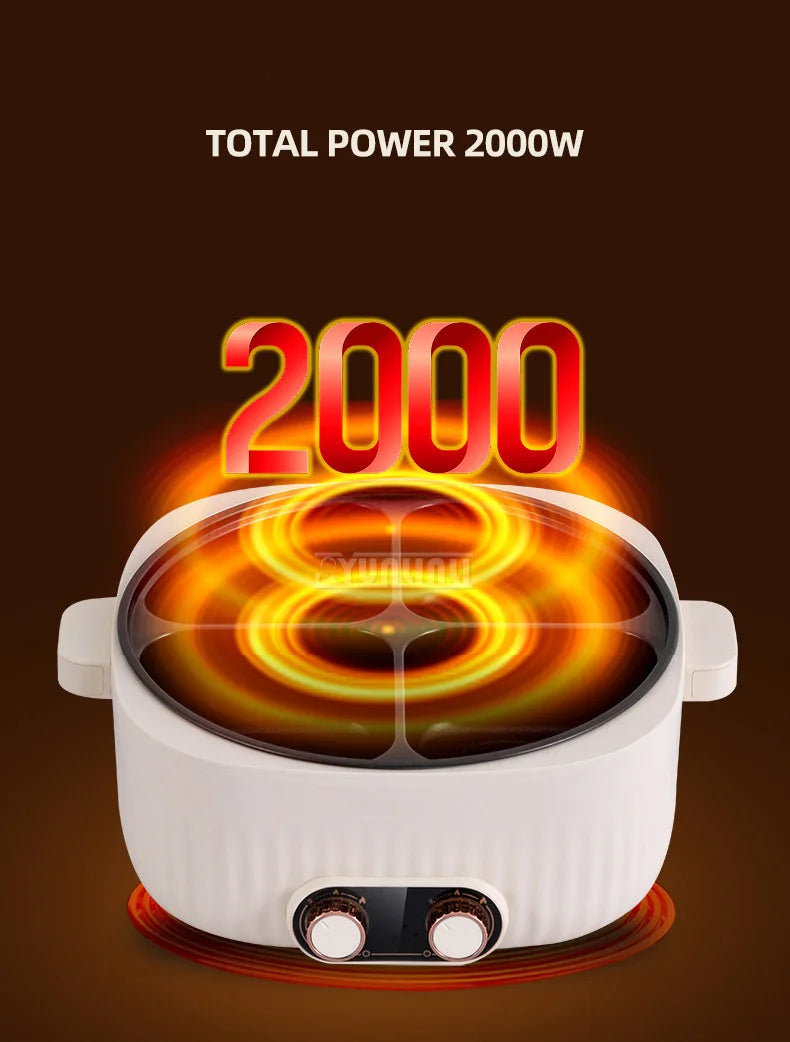 Four-Grid Multifunctional Integrated Hot Pot Electric Caldron Household Large Capacity Electric Chafing Dish