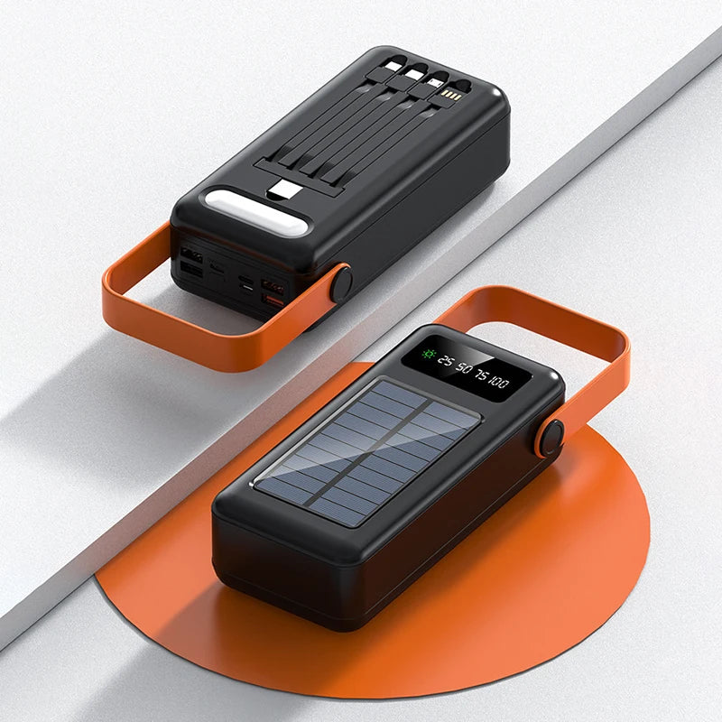 Xiaomi 100000mAh Solar Panel Power Bank Fast charging Comes with Four Wire External Battery Pack with Flashlight For Outdoors 