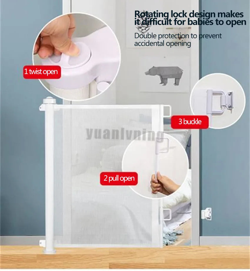 Retractable Children Detachable Kid Protective Fence High Quality Indoor Staircase Entrance Baby Safe Gate Fence Pet Isolation