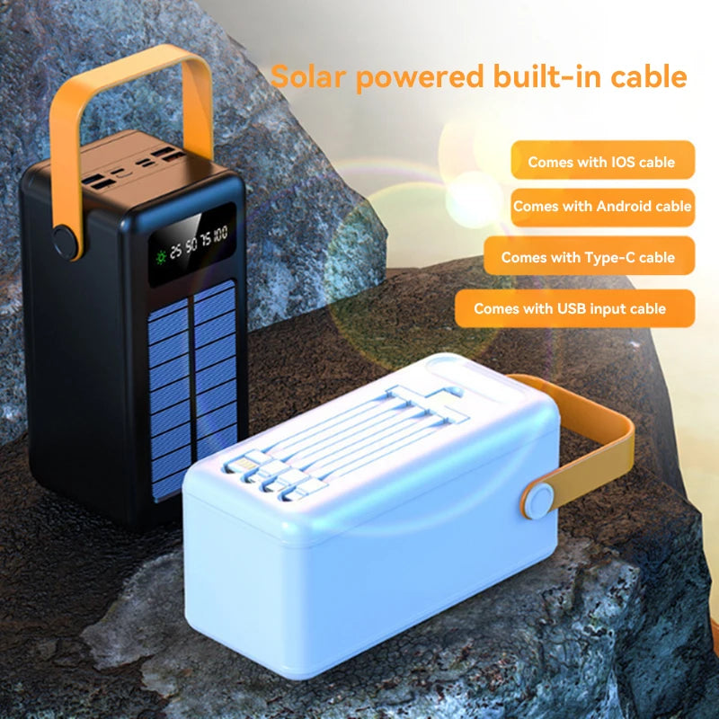 Xiaomi 100000mAh Solar Panel Power Bank Fast charging Comes with Four Wire External Battery Pack with Flashlight For Outdoors 