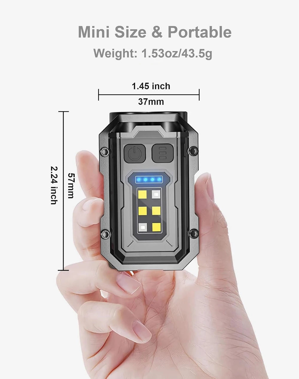 8 Modes Waterproof Mini Keychain Flashlight Magnet USB C Rechargeable EDC 800 High Lumens LED&COB Portable Clip on Flashlights