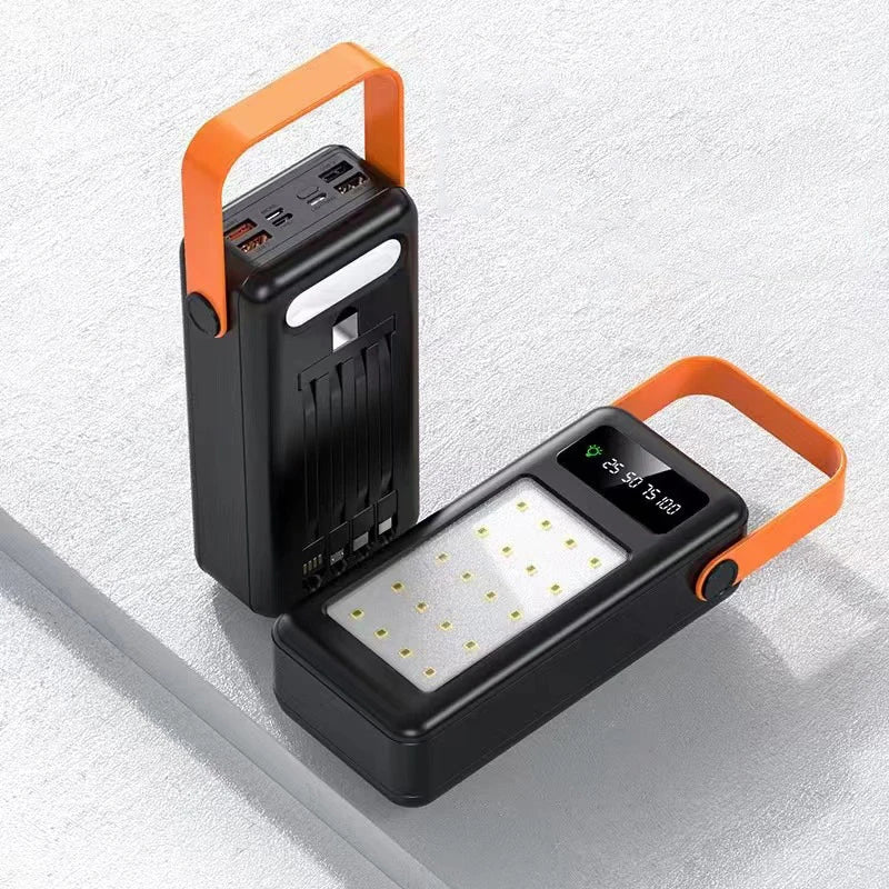 Xiaomi 100000mAh Solar Panel Power Bank Fast charging Comes with Four Wire External Battery Pack with Flashlight For Outdoors 