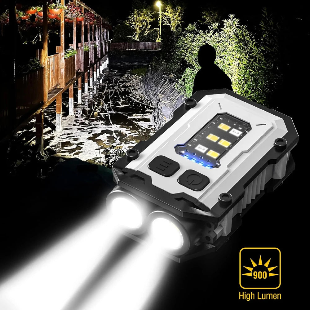 8 Modes Waterproof Mini Keychain Flashlight Magnet USB C Rechargeable EDC 800 High Lumens LED&COB Portable Clip on Flashlights