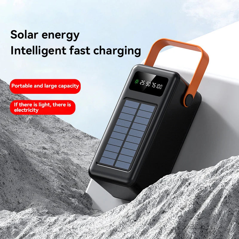 Xiaomi 100000mAh Solar Panel Power Bank Fast charging Comes with Four Wire External Battery Pack with Flashlight For Outdoors 