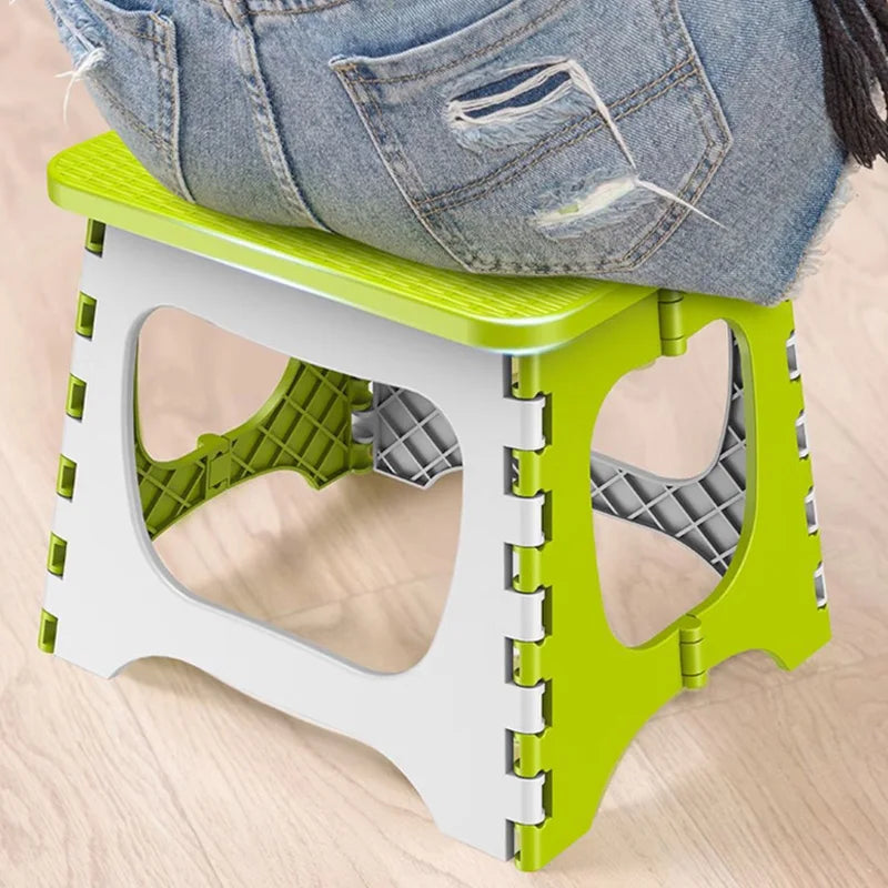 1PC Plastic Folding Stool With Handle Portable Thickened Household Space-saving Stool Outdoor Travel Camping Fishing Bench