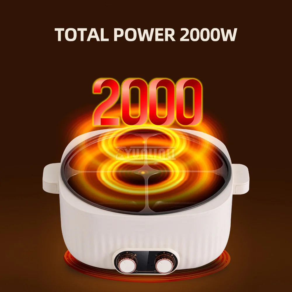 Four-Grid Multifunctional Integrated Hot Pot Electric Caldron Household Large Capacity Electric Chafing Dish