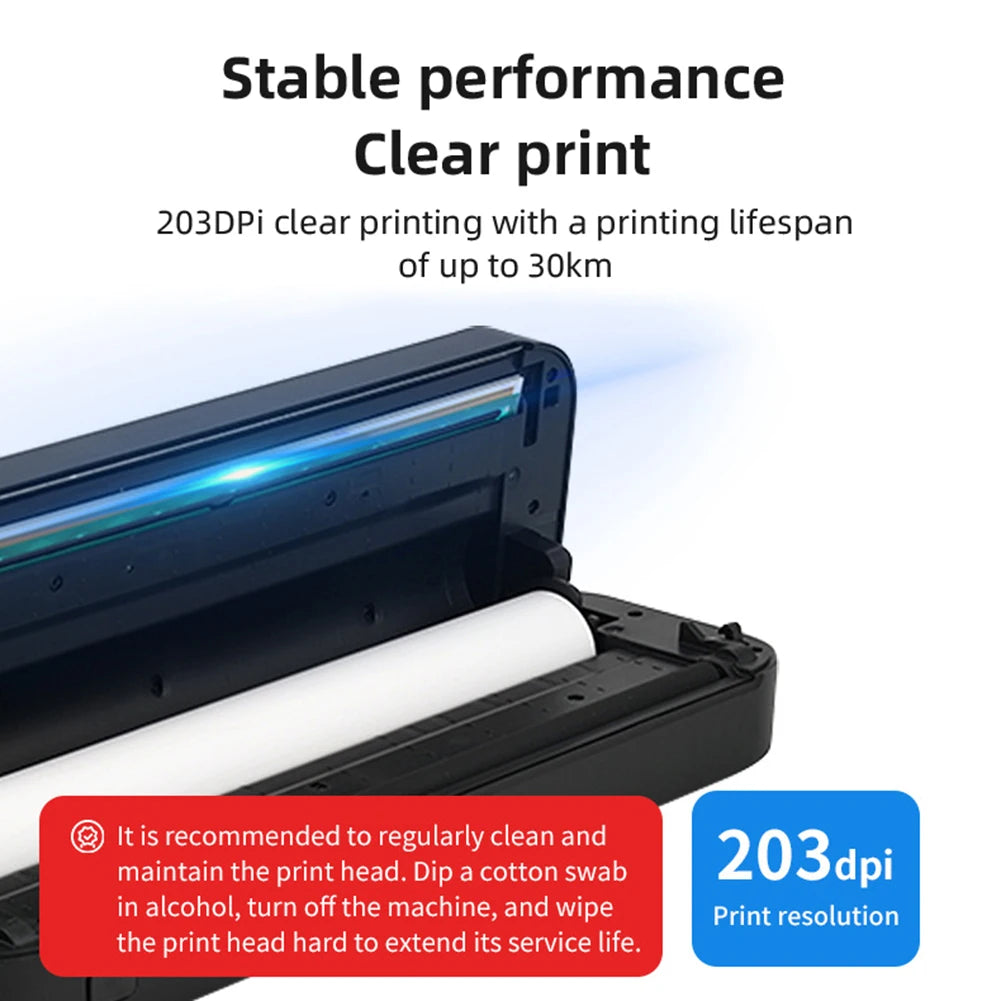 A4 Portable Thermal Printer Inkless Bluetooth-Compatible Min Portable A4 Label Maker with Printing Paper Document Printing Maker