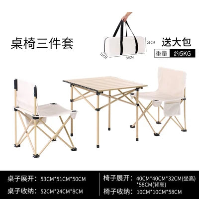Portable Outdoor Table and Chair Set Folding Picnic Table Self-driving Camping Table Aluminum Alloy Car Egg Roll Table