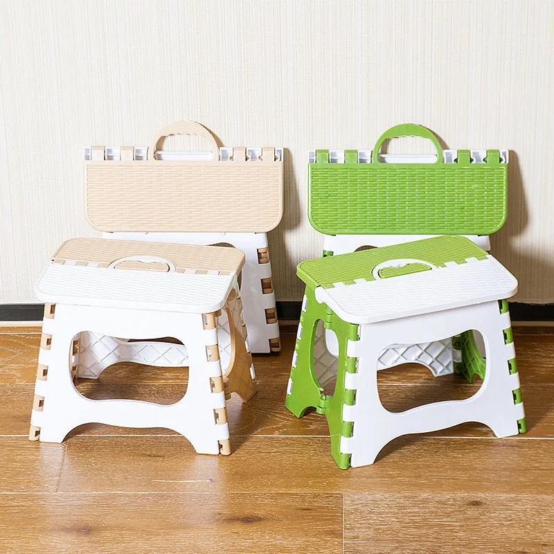1PC Plastic Folding Stool With Handle Portable Thickened Household Space-saving Stool Outdoor Travel Camping Fishing Bench