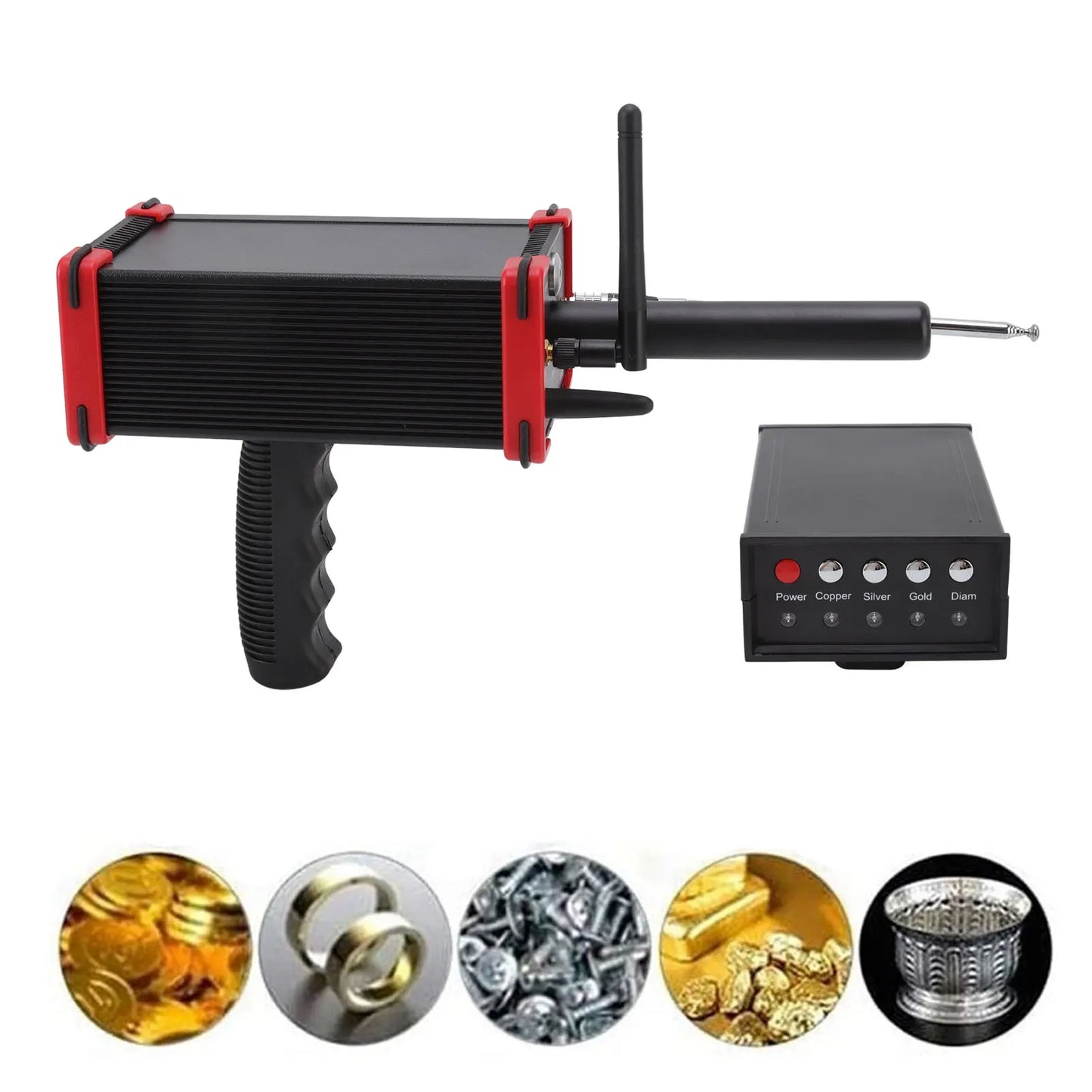 1000 Meters Range Metal Locator Underground 15m Depth Red Metal Detection Finder for Treasures Underground Metal Locator