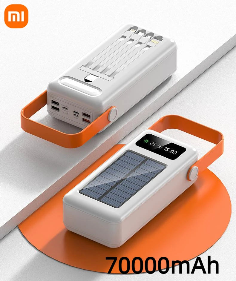 Xiaomi 100000mAh Solar Panel Power Bank Fast charging Comes with Four Wire External Battery Pack with Flashlight For Outdoors 