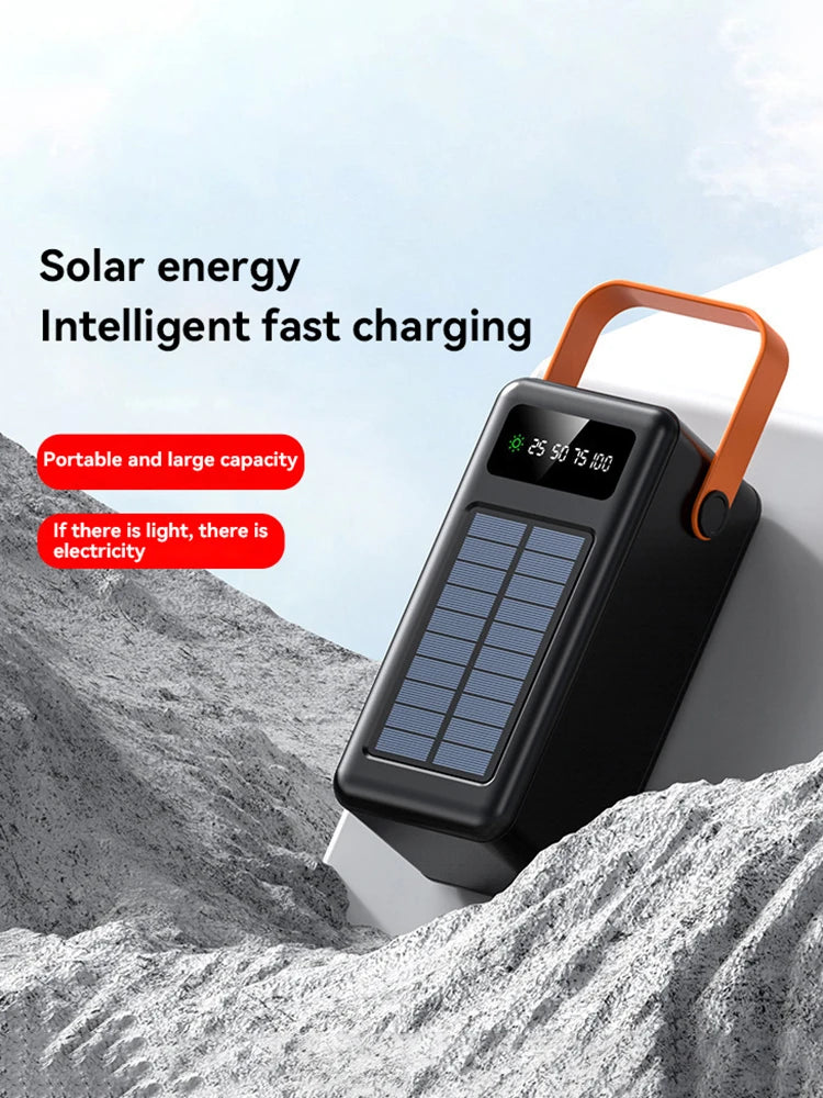 Xiaomi 100000mAh Solar Panel Power Bank Fast charging Comes with Four Wire External Battery Pack with Flashlight For Outdoors 