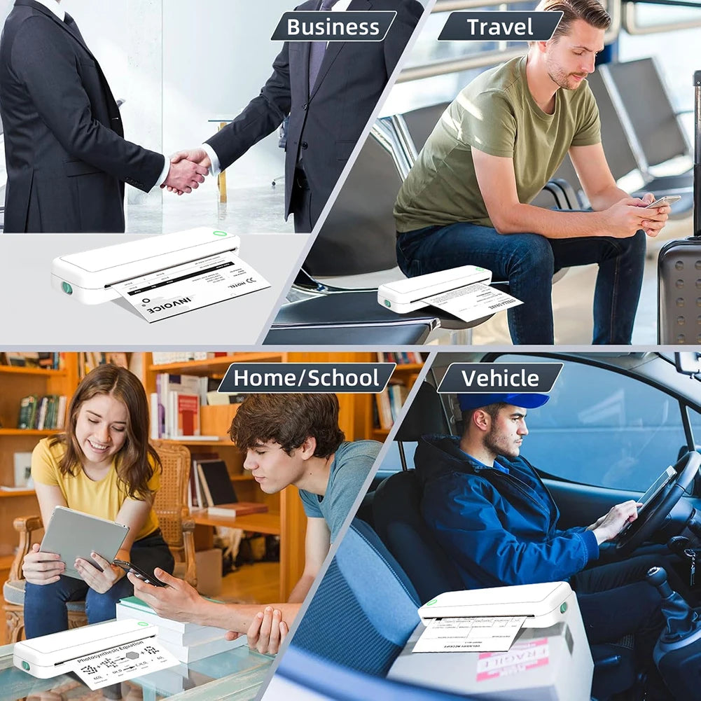 A4 Portable Thermal Printer Inkless Bluetooth-Compatible Min Portable A4 Label Maker with Printing Paper Document Printing Maker