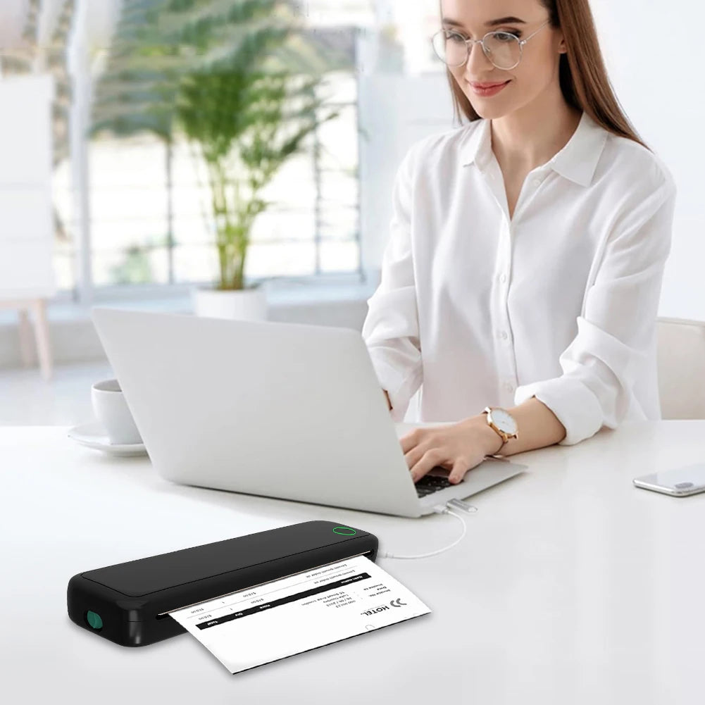 A4 Portable Thermal Printer Inkless Bluetooth-Compatible Min Portable A4 Label Maker with Printing Paper Document Printing Maker