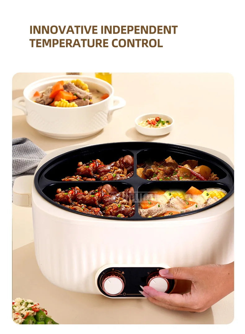 Four-Grid Multifunctional Integrated Hot Pot Electric Caldron Household Large Capacity Electric Chafing Dish