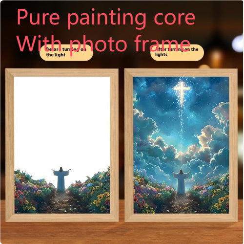 Jesus LED Light Painting Home Decoration Light Painting Photo Frame Led Night Light Room Decor Christmas Gifts Moon Lamp Aimak Store