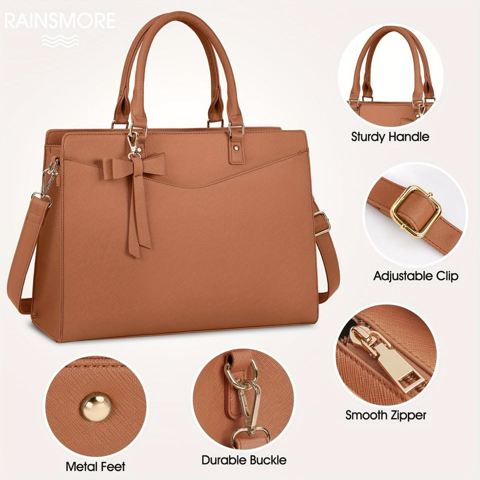 Laptop Bag for Women 15.6 Inch Leather Tote Bag Business Office Work Bag Waterproof Briefcase Computer Tote Large Lightweight Ha Aimak Store