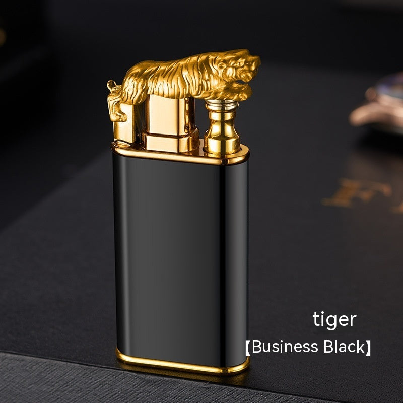 Creative Blue Flame Lighter Dolphin Dragon Tiger Double Fire Metal Winproof Lighter Inflatable Lighter Aimak Store