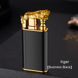 Creative Blue Flame Lighter Dolphin Dragon Tiger Double Fire Metal Winproof Lighter Inflatable Lighter Aimak Store