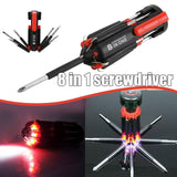 Car Supplies 8 In 1 Screwdriver With LED Flashlight Car Portable Multifunctional Outdoor Tools Aimak Store