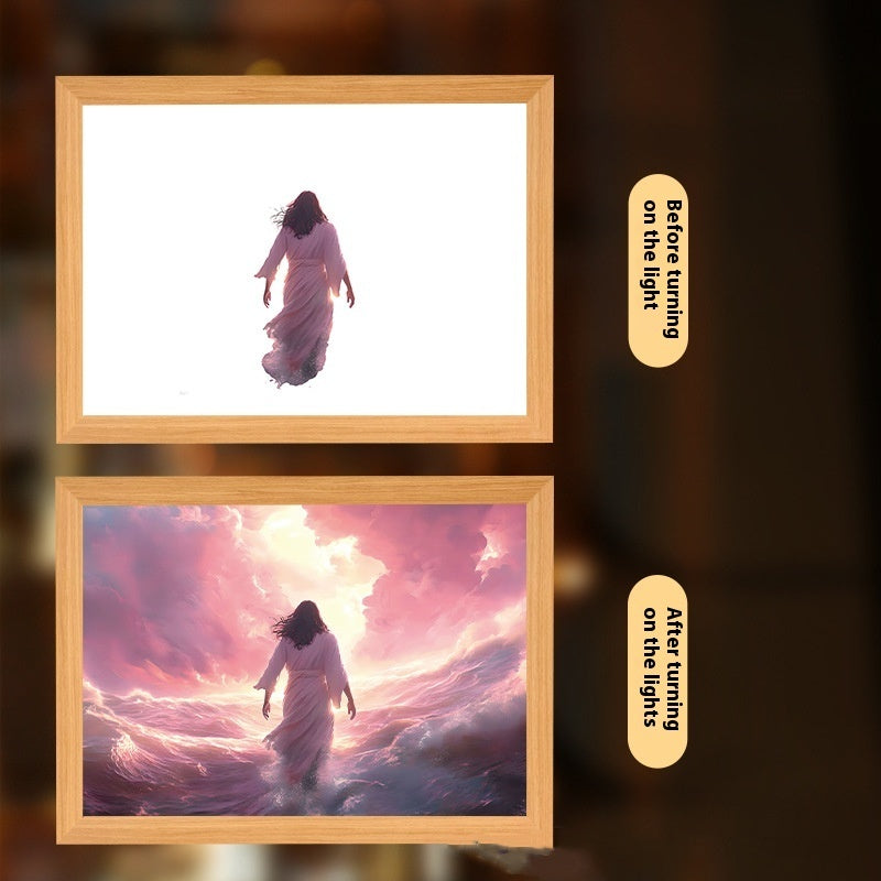 Jesus LED Light Painting Home Decoration Light Painting Photo Frame Led Night Light Room Decor Christmas Gifts Moon Lamp Aimak Store