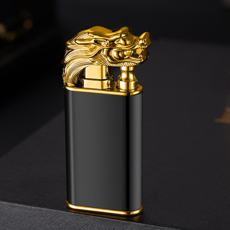 Creative Blue Flame Lighter Dolphin Dragon Tiger Double Fire Metal Winproof Lighter Inflatable Lighter Aimak Store