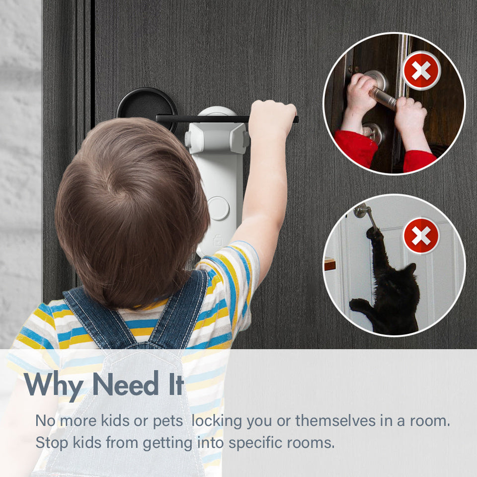 Children's Door Lever Lock Opening Artifact Anti-cat Anti-pet Room Easy To Install And Use Aimak Store