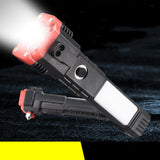 Car Safety Hammer Multifunctional Charging Power Work Light Emergency Fire Self-rescue Breaking Window Self-defense Flashlight Aimak Store