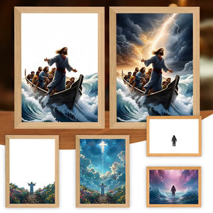 Jesus LED Light Painting Home Decoration Light Painting Photo Frame Led Night Light Room Decor Christmas Gifts Moon Lamp Aimak Store