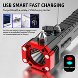 Car Safety Hammer Multifunctional Charging Power Work Light Emergency Fire Self-rescue Breaking Window Self-defense Flashlight Aimak Store