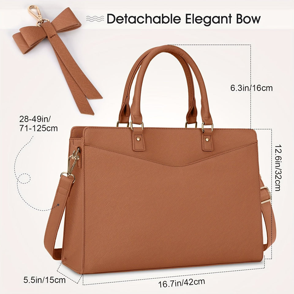 Laptop Bag for Women 15.6 Inch Leather Tote Bag Business Office Work Bag Waterproof Briefcase Computer Tote Large Lightweight Ha Aimak Store
