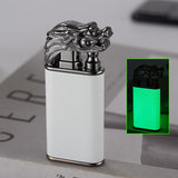 Creative Blue Flame Lighter Dolphin Dragon Tiger Double Fire Metal Winproof Lighter Inflatable Lighter Aimak Store