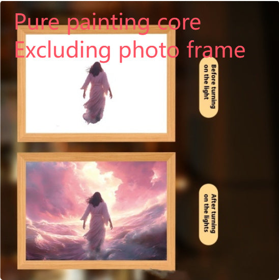 Jesus LED Light Painting Home Decoration Light Painting Photo Frame Led Night Light Room Decor Christmas Gifts Moon Lamp Aimak Store