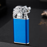 Creative Blue Flame Lighter Dolphin Dragon Tiger Double Fire Metal Winproof Lighter Inflatable Lighter Aimak Store