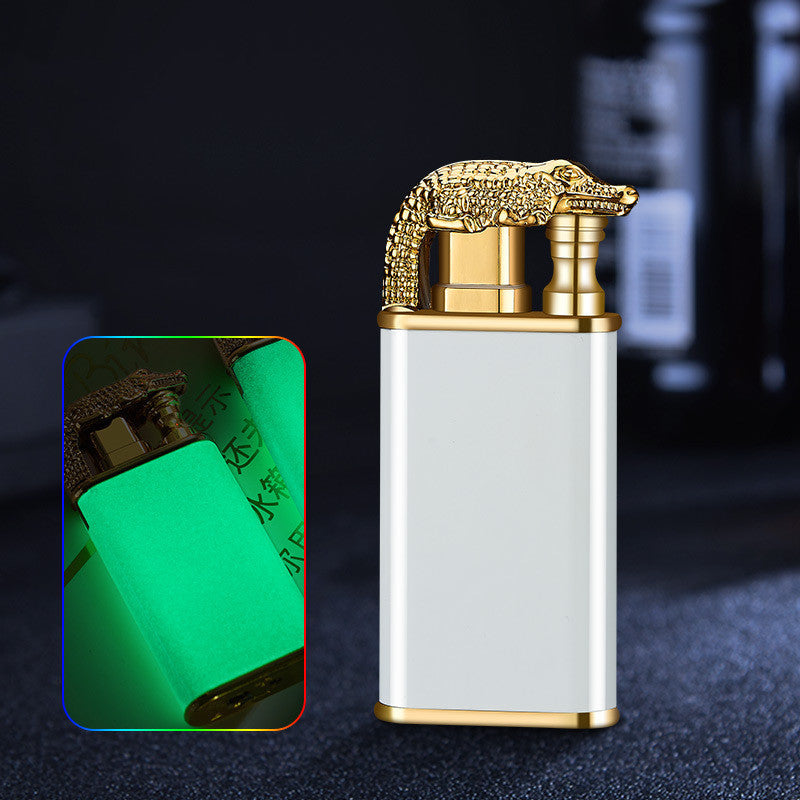 Creative Blue Flame Lighter Dolphin Dragon Tiger Double Fire Metal Winproof Lighter Inflatable Lighter Aimak Store