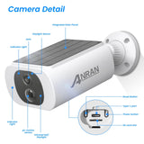 ANRAN 2K Wifi Solar Camera PIR Detect 3MP Outdoor Surveillance Solar Powered Camera Security Protection Rechargeable Battery Aimak Store